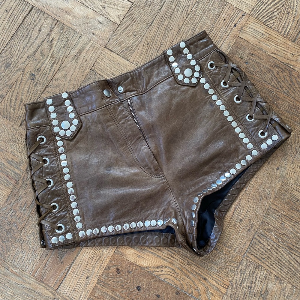 H&M Collection Studded Leather Shorts Size 4